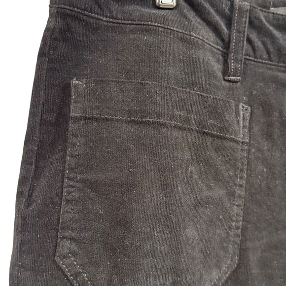 Liverpool Crop Wide Leg Micro Corduroy Patch Pocket Black Pants Size 10 - Picture 2 of 6